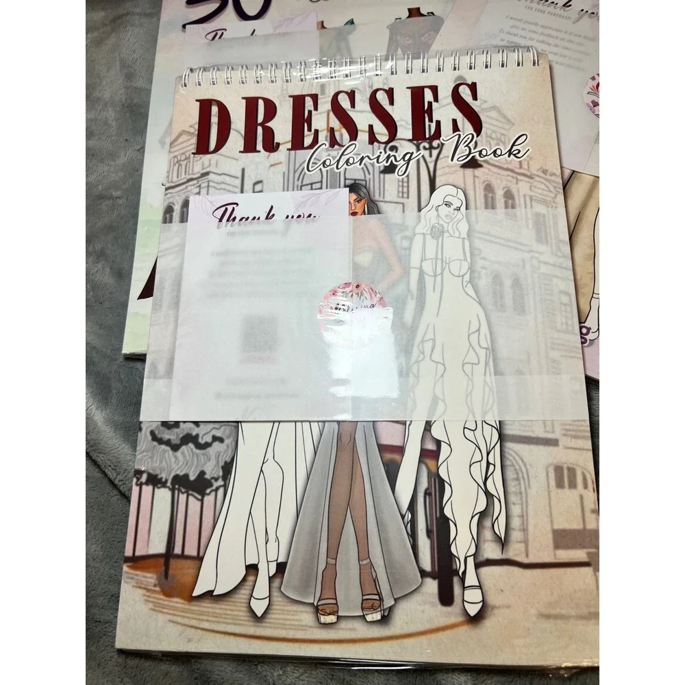 Fashion Dress Coloring Book Lot 30 Dresses Outfits To Style Spiral Bound 3pc